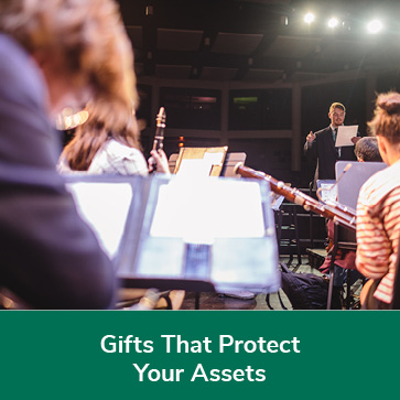 Students practicing in band class. Links to Gifts That Protect Your Assets
